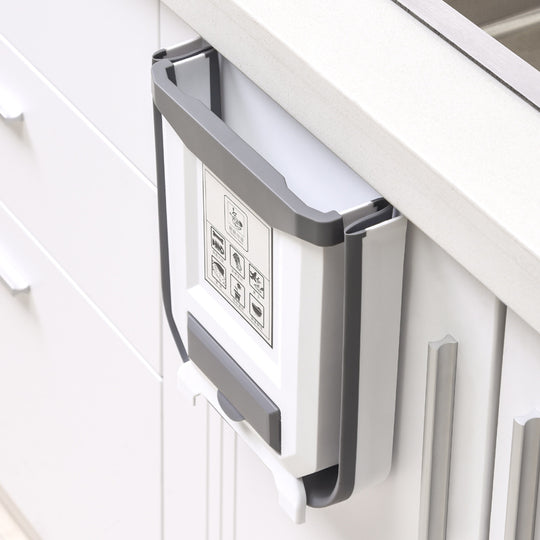 SpaceSaver Folding Trash Can - Wall Mounted Kitchen Solution