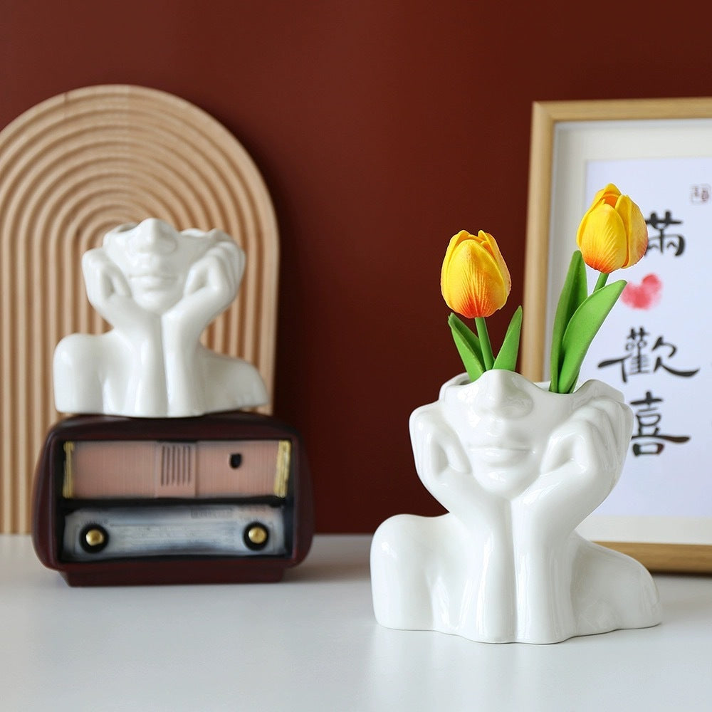Artistic Form Vase - Resin Human Body Shape Decorative Centerpiece