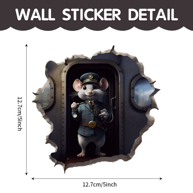WhimsyDecals - 3D Cartoon Mouse Hole Wall Stickers for Home Decor