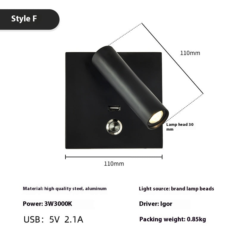 Modern LED Reading Lamp - Embedded Wall Light for Hotels
