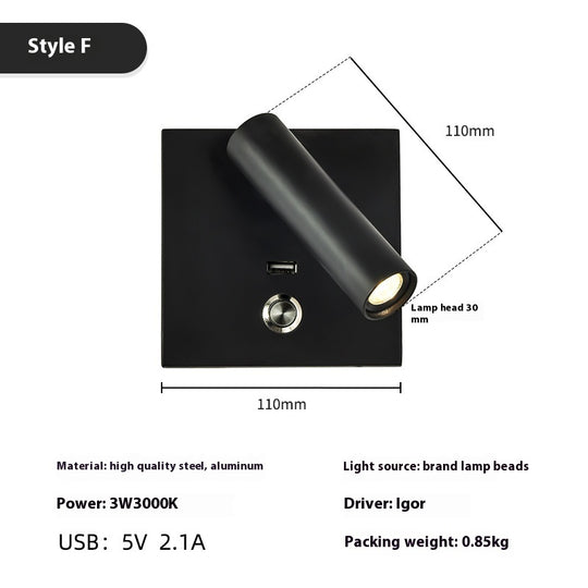 Modern LED Reading Lamp - Embedded Wall Light for Hotels