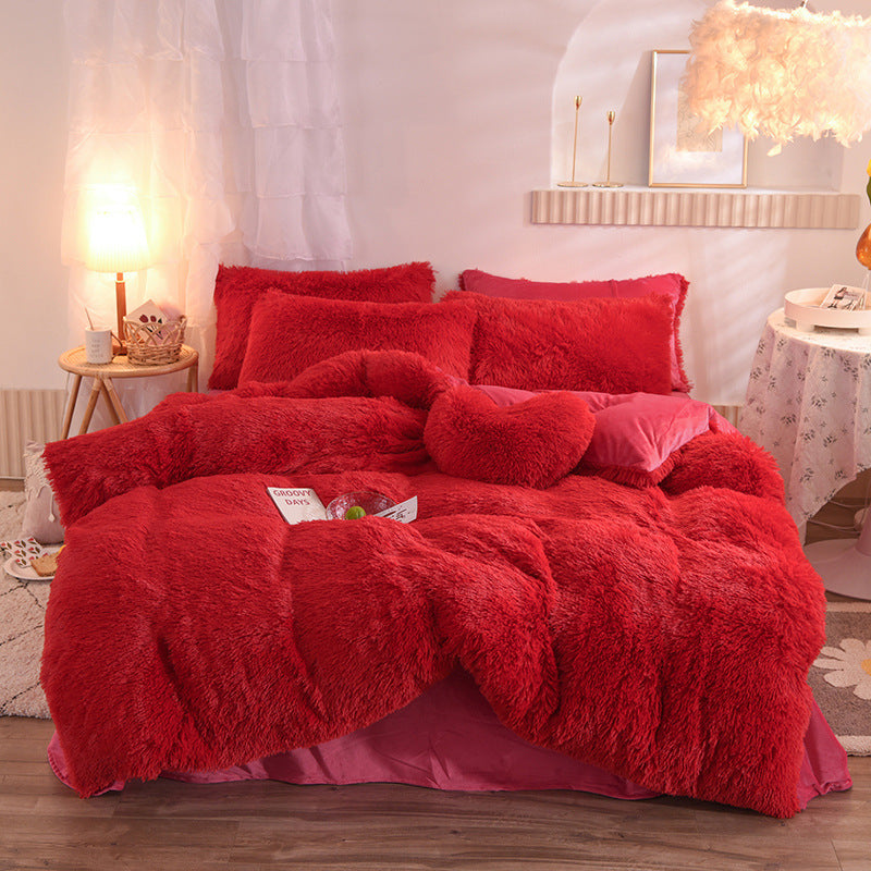 PlushParadise Sherpa Fleece Bedding Set – Ultra-Soft & Cozy Duvet with Pillowcases (Queen/King)