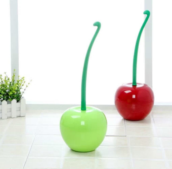 Cherry-Shaped Toilet Brush Set - Long Handle Soft Bristle Bathroom Cleaning Brush with Creative Design