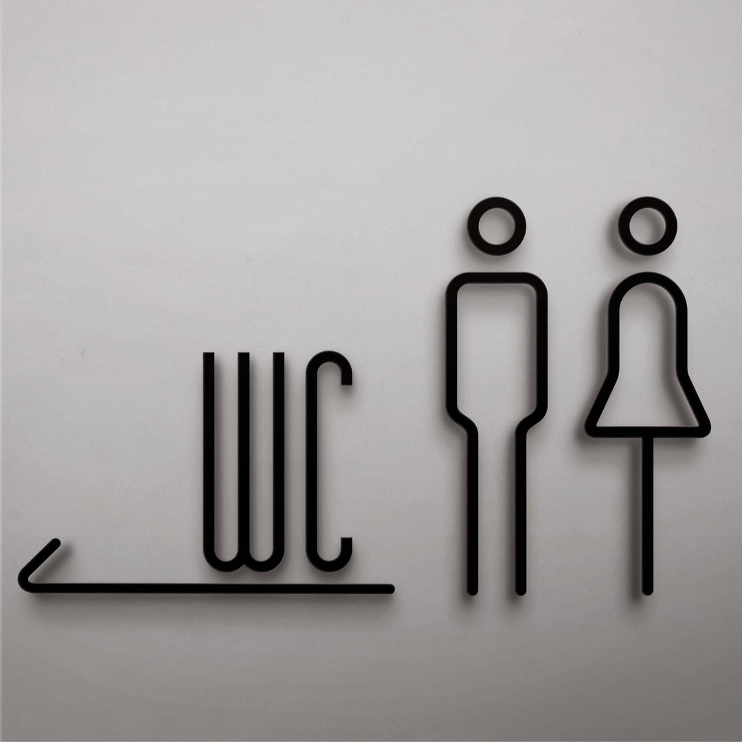 3D Toilet Signs - Men's & Women's Restroom Wall Stickers for Hotels & Homestays