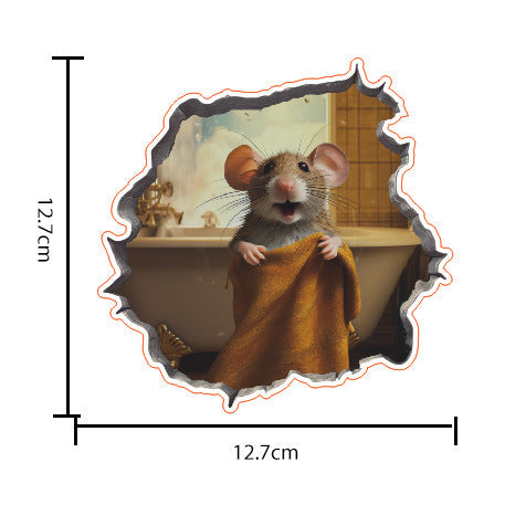 WhimsyDecals - 3D Cartoon Mouse Hole Wall Stickers for Home Decor