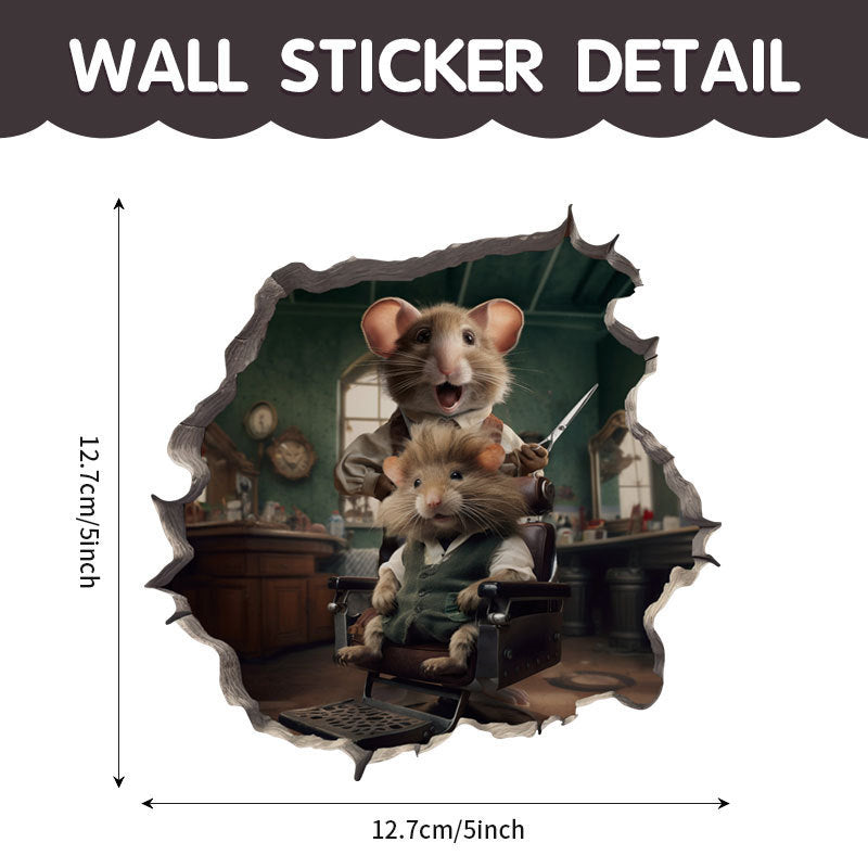 WhimsyDecals - 3D Cartoon Mouse Hole Wall Stickers for Home Decor