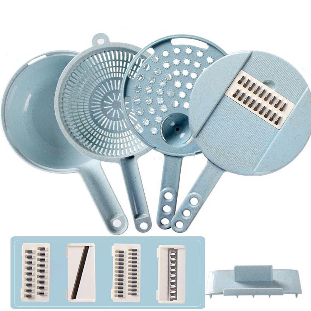8-in-1 Kitchen Master Slicer - Mandoline Vegetable Slicer, Potato Peeler, Carrot Onion Grater with Strainer & Container