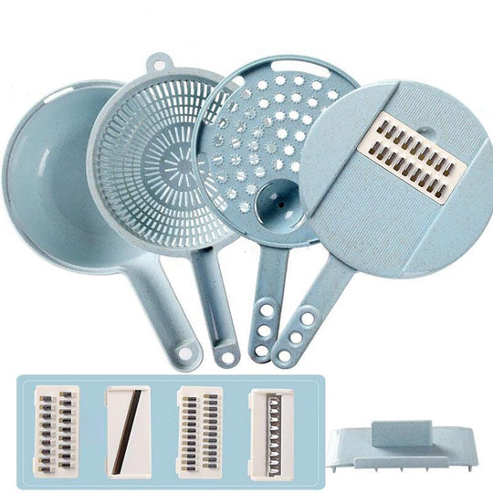 8-in-1 Kitchen Master Slicer - Mandoline Vegetable Slicer, Potato Peeler, Carrot Onion Grater with Strainer & Container
