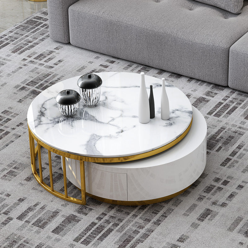 Luxe Marble Round Coffee Table - An Exquisite Addition To Your Living Room