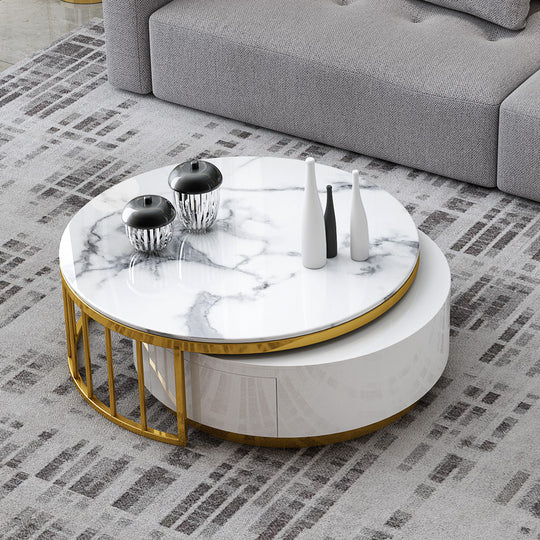 Luxe Marble Round Coffee Table - An Exquisite Addition To Your Living Room