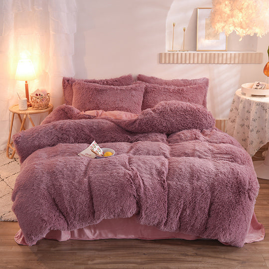 PlushParadise Sherpa Fleece Bedding Set – Ultra-Soft & Cozy Duvet with Pillowcases (Queen/King)