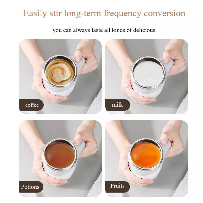 AutoMix Pro - Rechargeable Electric Stirring Mug for Coffee, Tea & More - Hands-Free Rotating Cup with Magnetic Mixing