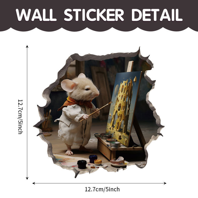 WhimsyDecals - 3D Cartoon Mouse Hole Wall Stickers for Home Decor