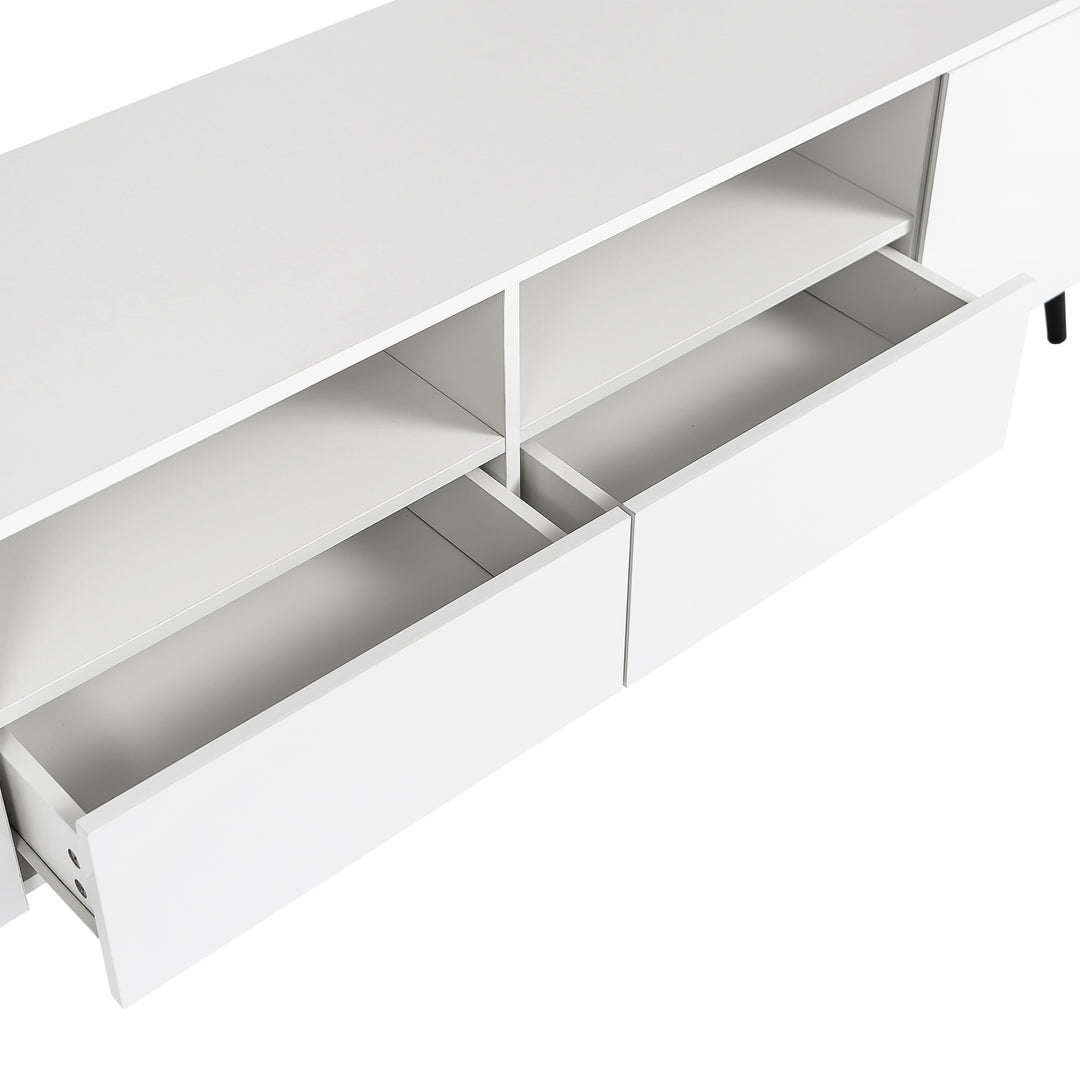 Sleek Modern White TV Stand with 16 Color LED Lights & Remote Control