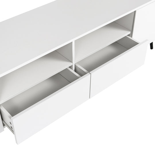 Sleek Modern White TV Stand with 16 Color LED Lights & Remote Control