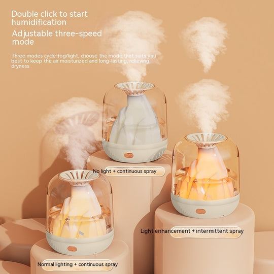 Ultimate Relaxation: Large Capacity Humidifier with Flame Aroma Diffuser & Long-Lasting Charging