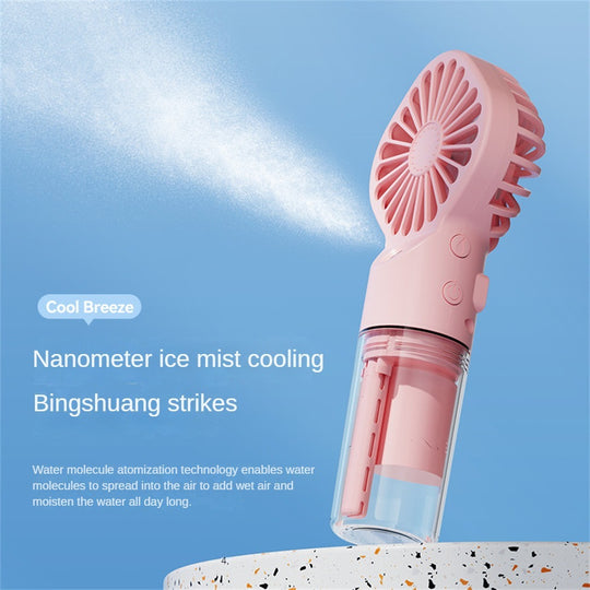 Refresh & Hydrate: Portable USB Mini Mist Fan with Humidification & Cooling