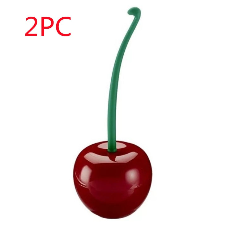 Cherry-Shaped Toilet Brush Set - Long Handle Soft Bristle Bathroom Cleaning Brush with Creative Design