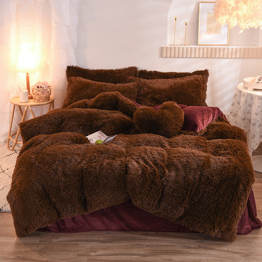 PlushParadise Sherpa Fleece Bedding Set – Ultra-Soft & Cozy Duvet with Pillowcases (Queen/King)