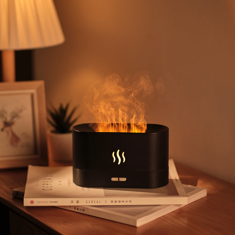 FlameSim 180ML Essential Oil Diffuser - USB Ultrasonic Aroma Humidifier for Home & Office