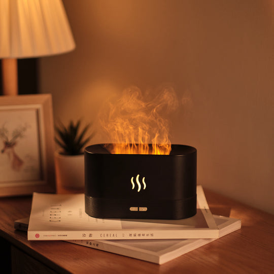 FlameSim 180ML Essential Oil Diffuser - USB Ultrasonic Aroma Humidifier for Home & Office