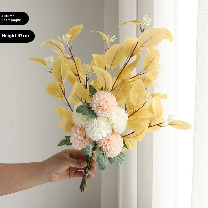 Vibrant Eucalyptus & Chrysanthemum Artificial Flower Bouquet - Home Decor Essentials