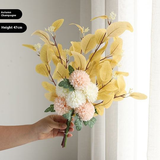 Vibrant Eucalyptus & Chrysanthemum Artificial Flower Bouquet - Home Decor Essentials
