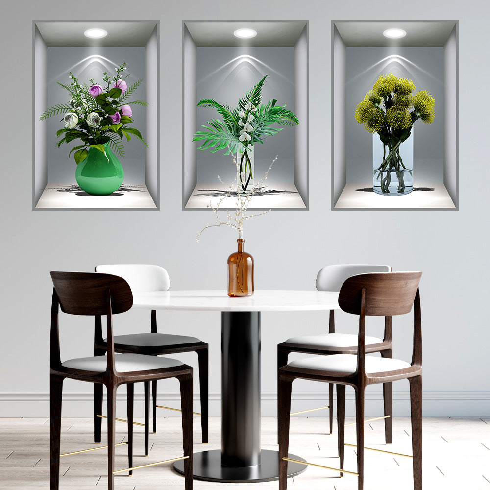 3D DarkStory Potted Plant Wall Art - Triple Sticker Set