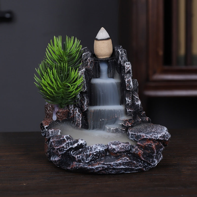 Zen Backflow Incense Burner - Creative Resin Ceramic Home Decoration for Meditation