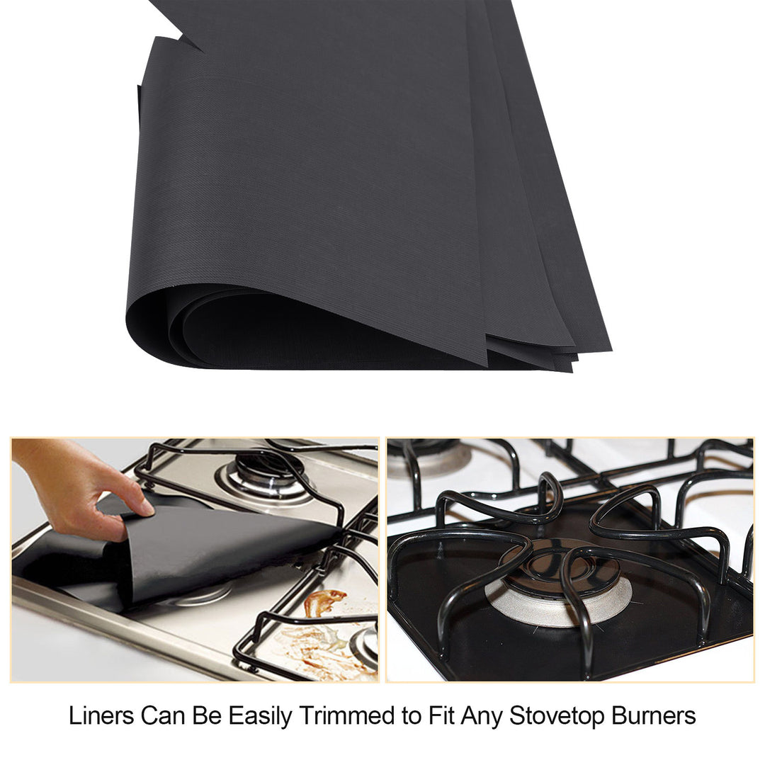 4-Pack Reusable Non-Stick Stovetop Burner Liners - Heat-Resistant Protector for Gas Stoves