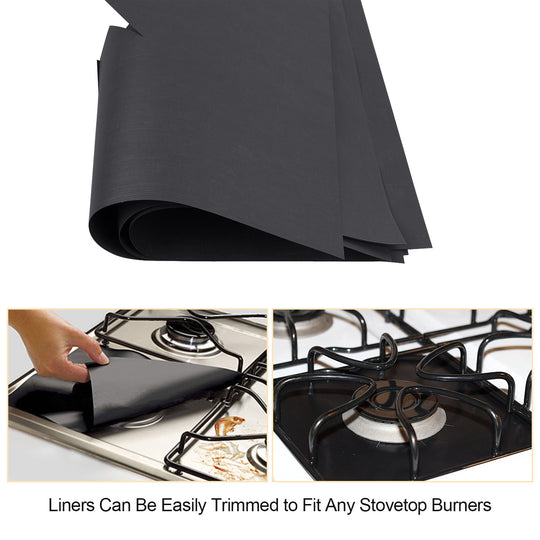 4-Pack Reusable Non-Stick Stovetop Burner Liners - Heat-Resistant Protector for Gas Stoves