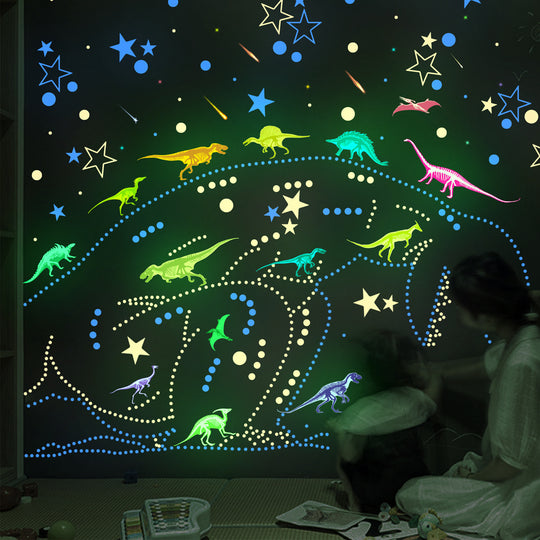 Cosmic Adventure: Glow-in-the-Dark Starry Sky Astronaut Wall Stickers for Kids' Rooms
