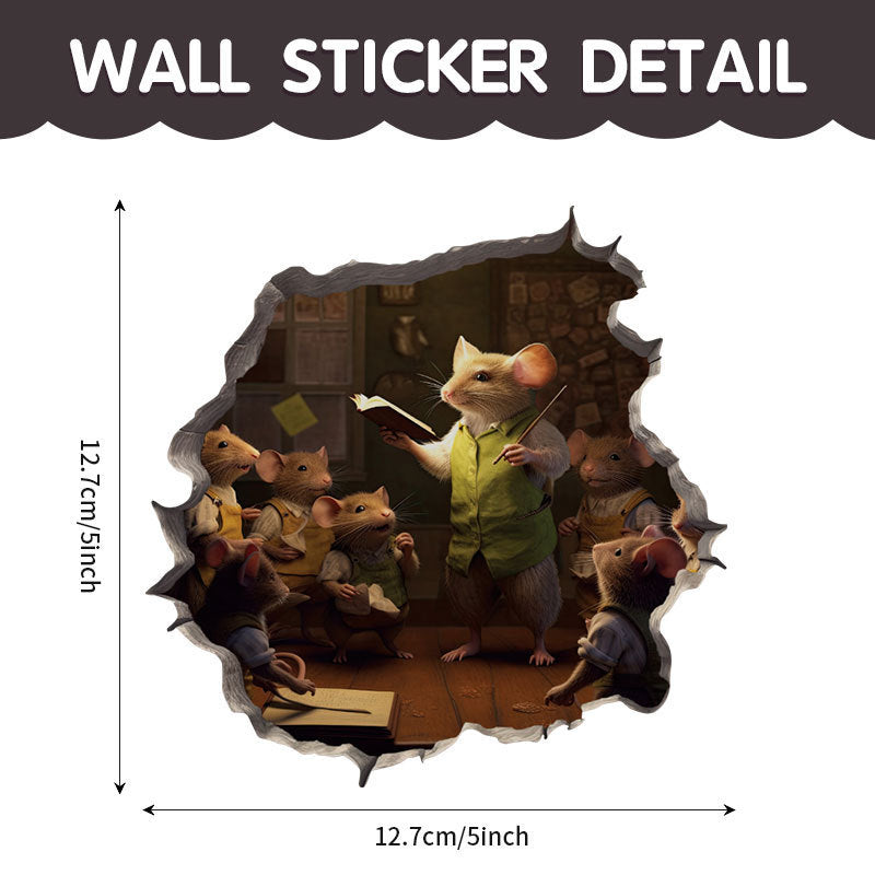 WhimsyDecals - 3D Cartoon Mouse Hole Wall Stickers for Home Decor