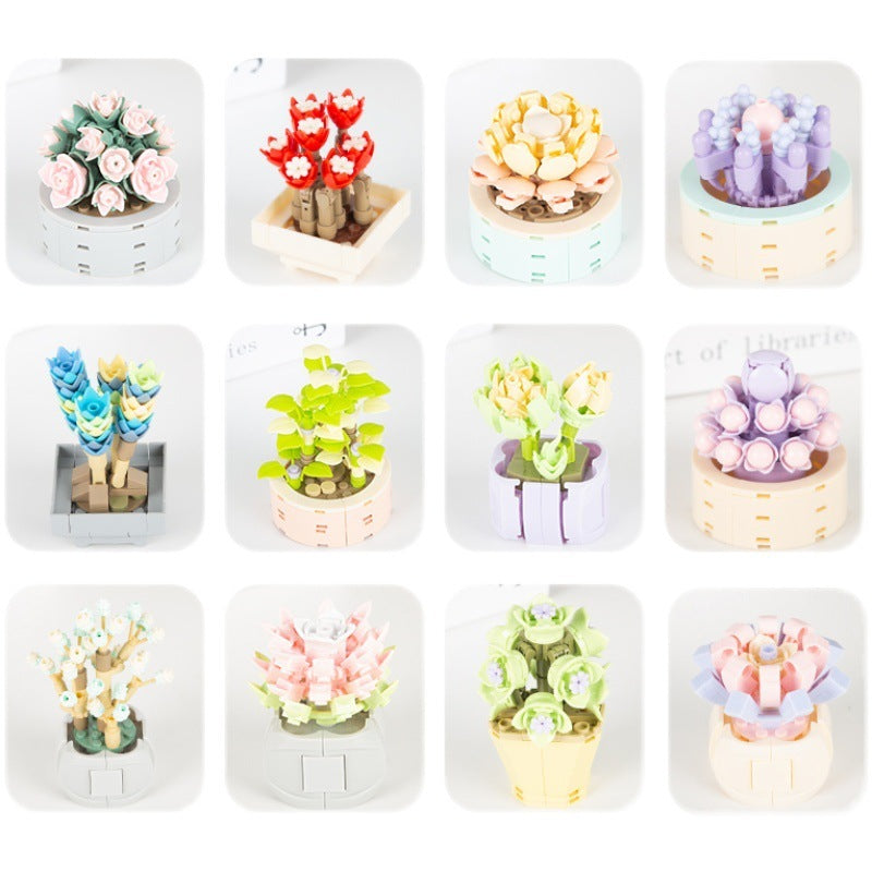 Faux Succulent Block Bouquet - Artificial Flower Ornaments for Home Decor