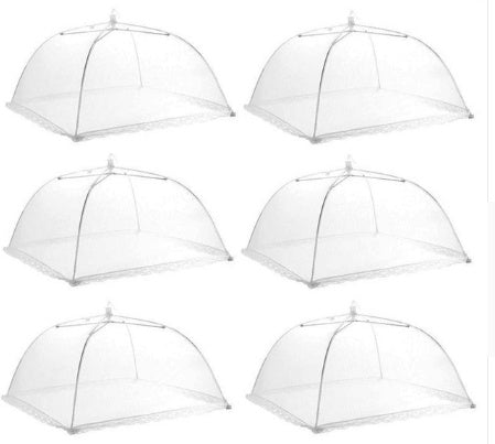 Large Rectangular Dish Drying Cover - White Mesh Food Cover with Removable & Washable Design