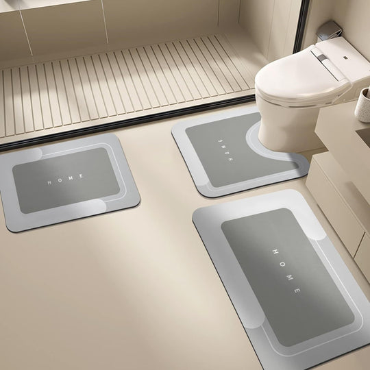 3-Piece U-Shaped Bathroom Mat Set - Water-Absorbing Quick-Drying Toilet Mats for Bathroom Decor