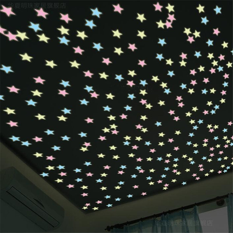 Glow-in-the-Dark Cartoon Star Wall Stickers – Cute Luminous Decor for Kids' Rooms, Parties & Weddings