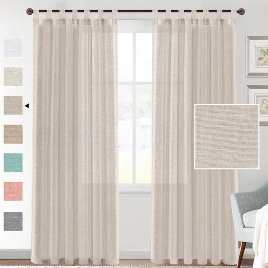 NatureWeave - Linen Yarn Curtain with Transparent Window Screen