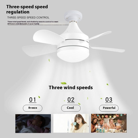 LuminaFlow - LED Ceiling Fan Light with Detachable Fan Blades and Three-Color Dimming