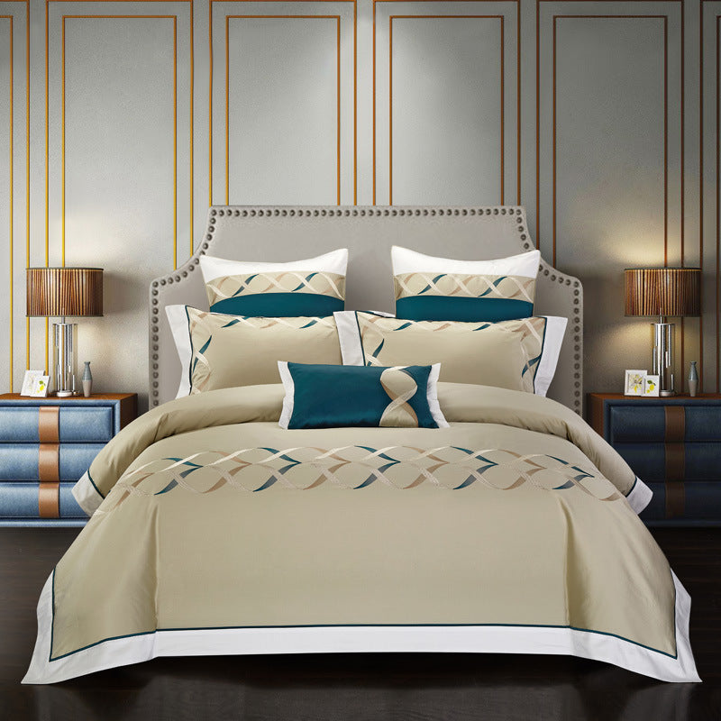 Elegant Dreams 4-Piece Cotton Embroidery Bedding Set - Home Textile Collection