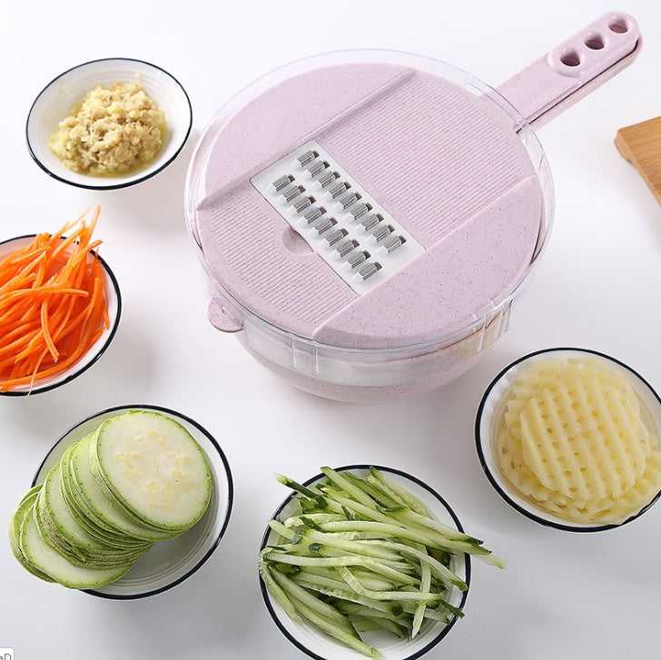 8-in-1 Kitchen Master Slicer - Mandoline Vegetable Slicer, Potato Peeler, Carrot Onion Grater with Strainer & Container