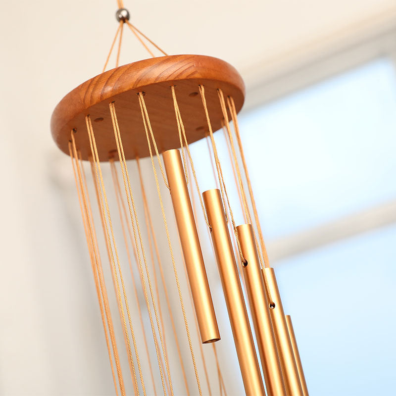 Harmony Chimes - 18-Pipe Solid Wood Rotating Wind Chime for Home Decor