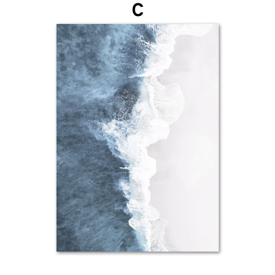 Coastal Oasis Wall Art - Palm Tree Surfboard Beach Landscape Canvas Painting