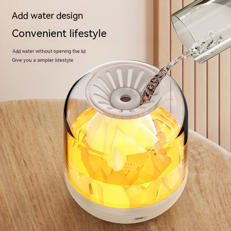 Ultimate Relaxation: Large Capacity Humidifier with Flame Aroma Diffuser & Long-Lasting Charging
