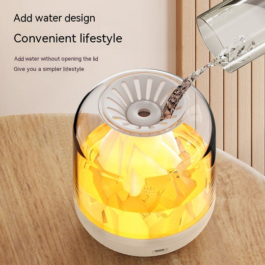 Ultimate Relaxation: Large Capacity Humidifier with Flame Aroma Diffuser & Long-Lasting Charging