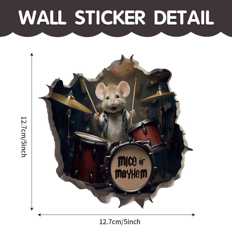 WhimsyDecals - 3D Cartoon Mouse Hole Wall Stickers for Home Decor
