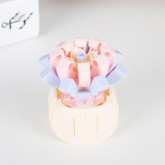 Faux Succulent Block Bouquet - Artificial Flower Ornaments for Home Decor