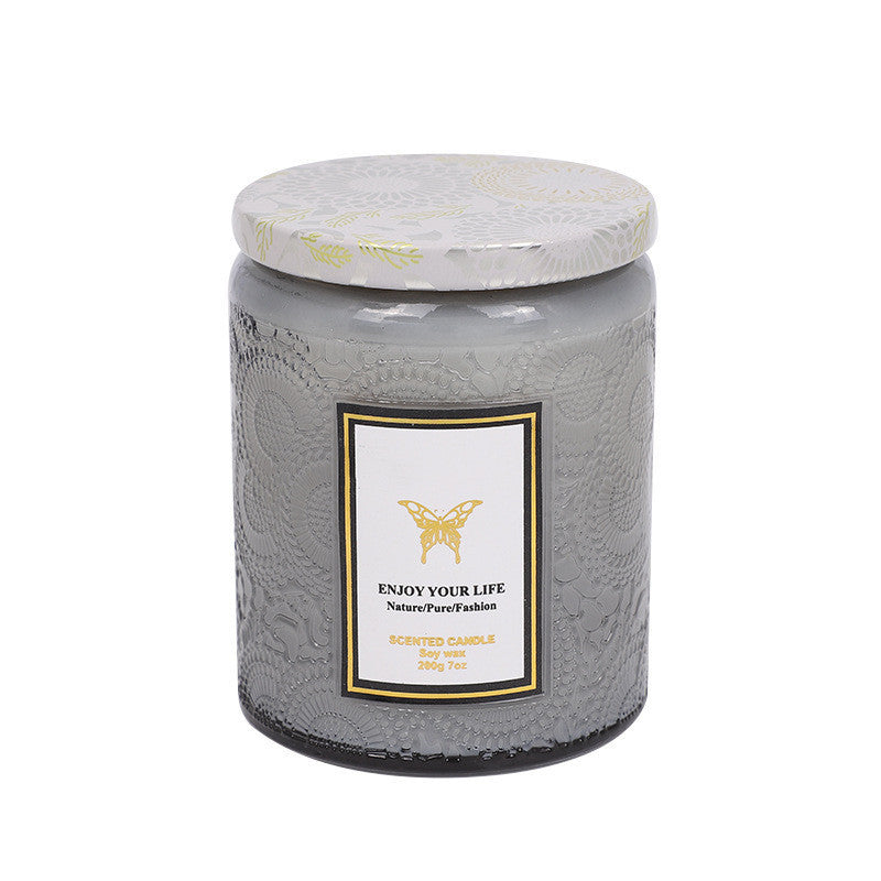 Blissful Moments - Embossed Glass Fragrance Soy Candles for Aromatherapy