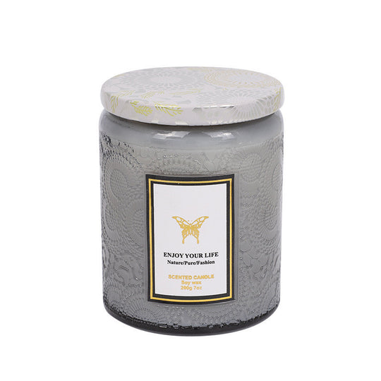 Blissful Moments - Embossed Glass Fragrance Soy Candles for Aromatherapy