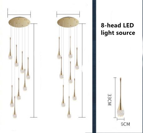 Aurora 8-Light Modern Staircase Chandelier - Minimalist Elegance